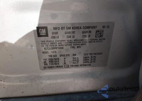 2019 Chevrolet Trax Lt from USA, damaged, VIN KL7CJLSB6KB750694